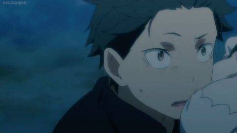 レムの胸に顔をうずめるスバル